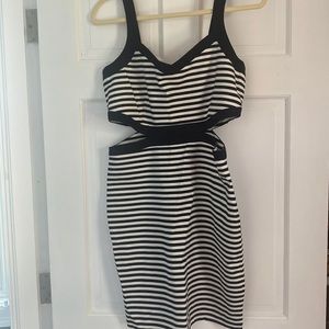 black & white cut out dress with zipper in back size medium